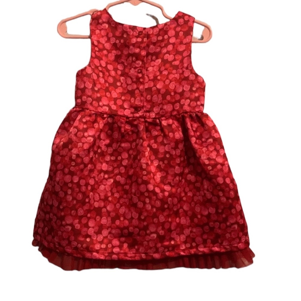 Girl’s Cat & Jack Red Hot Pink Holiday Dress with Lining w/undies 18 Mths NWT